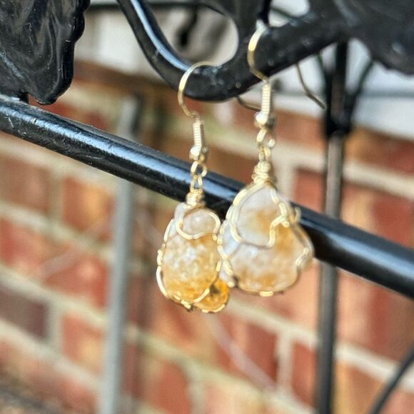 NIB Colors of Brazil Citrine Earrings in Goldtone 31.00 ctw - Picture 2 of 9
